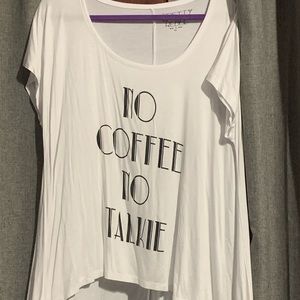 White scoop neck coffee graphic tee